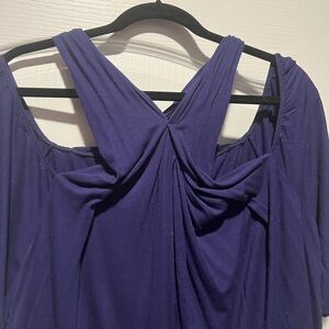 Kiyonna navy cold shoulder top flutter